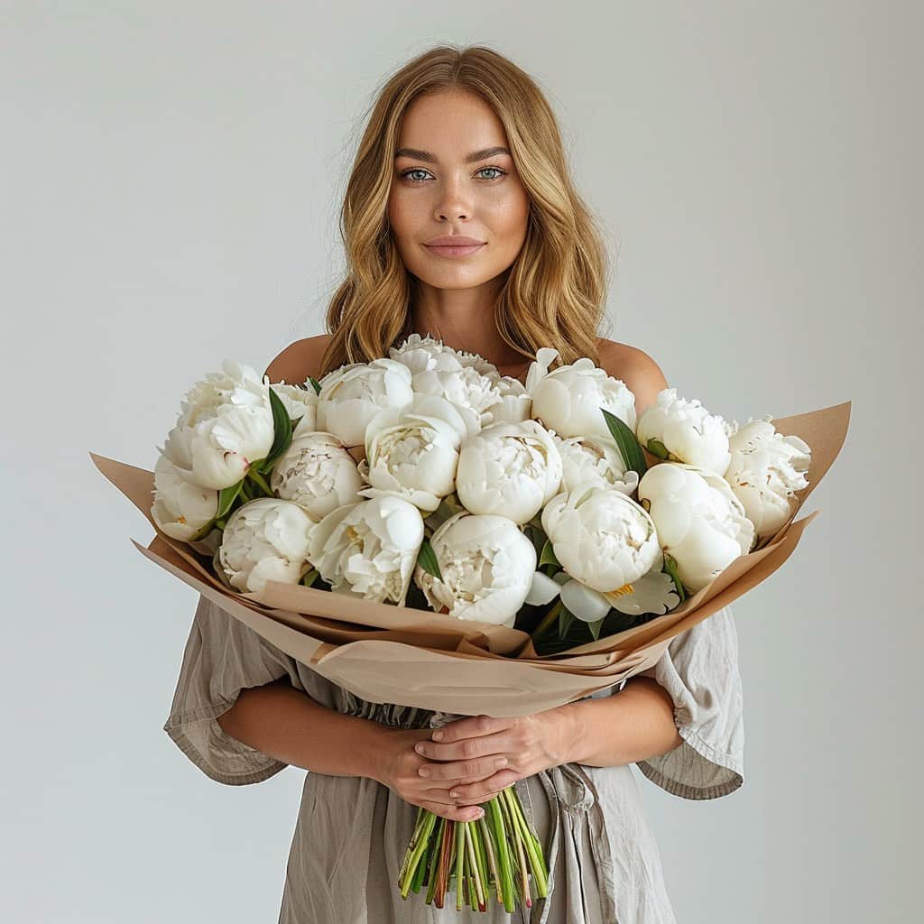 Пионы белые 29, лента