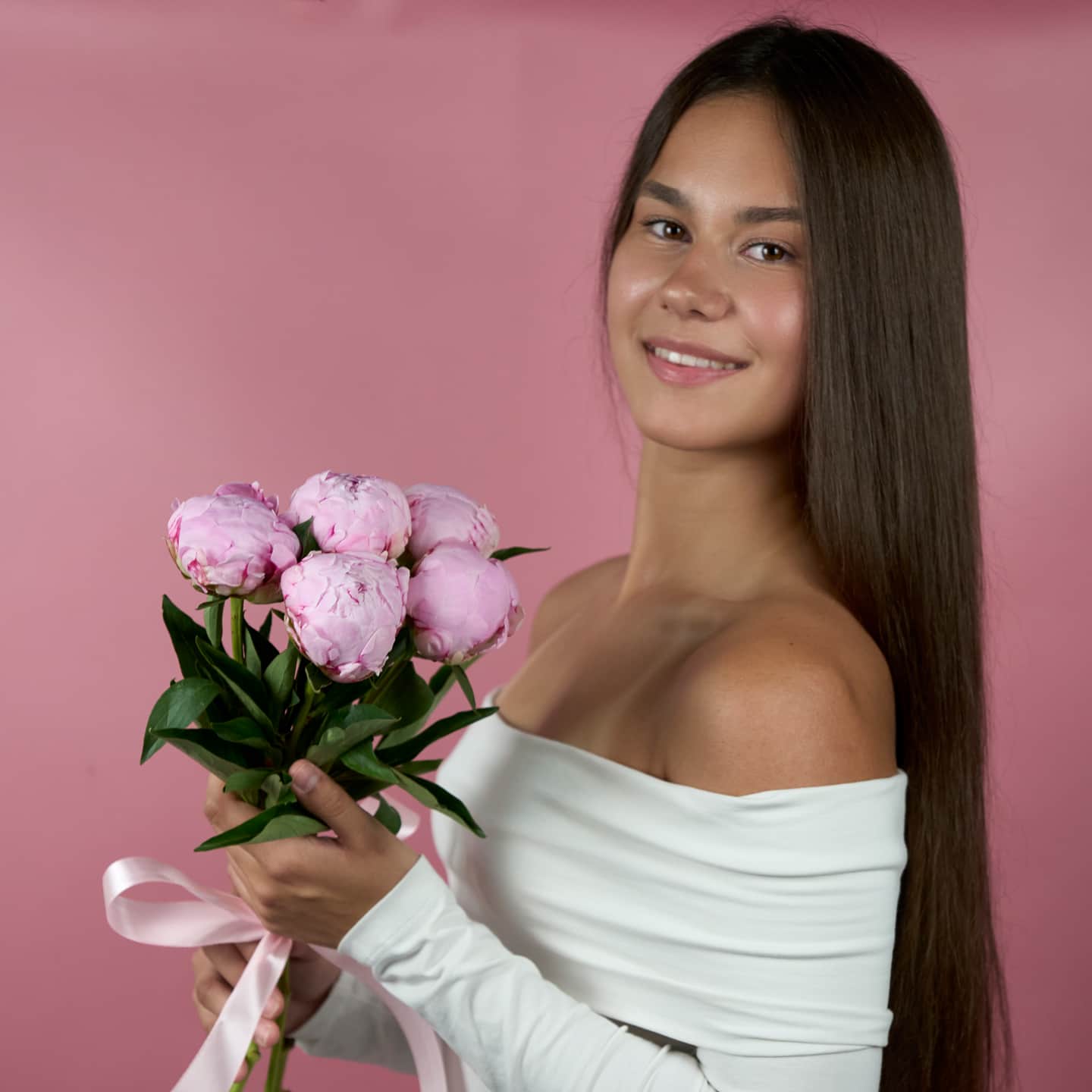 Пионы розовые 5, лента — фото 1