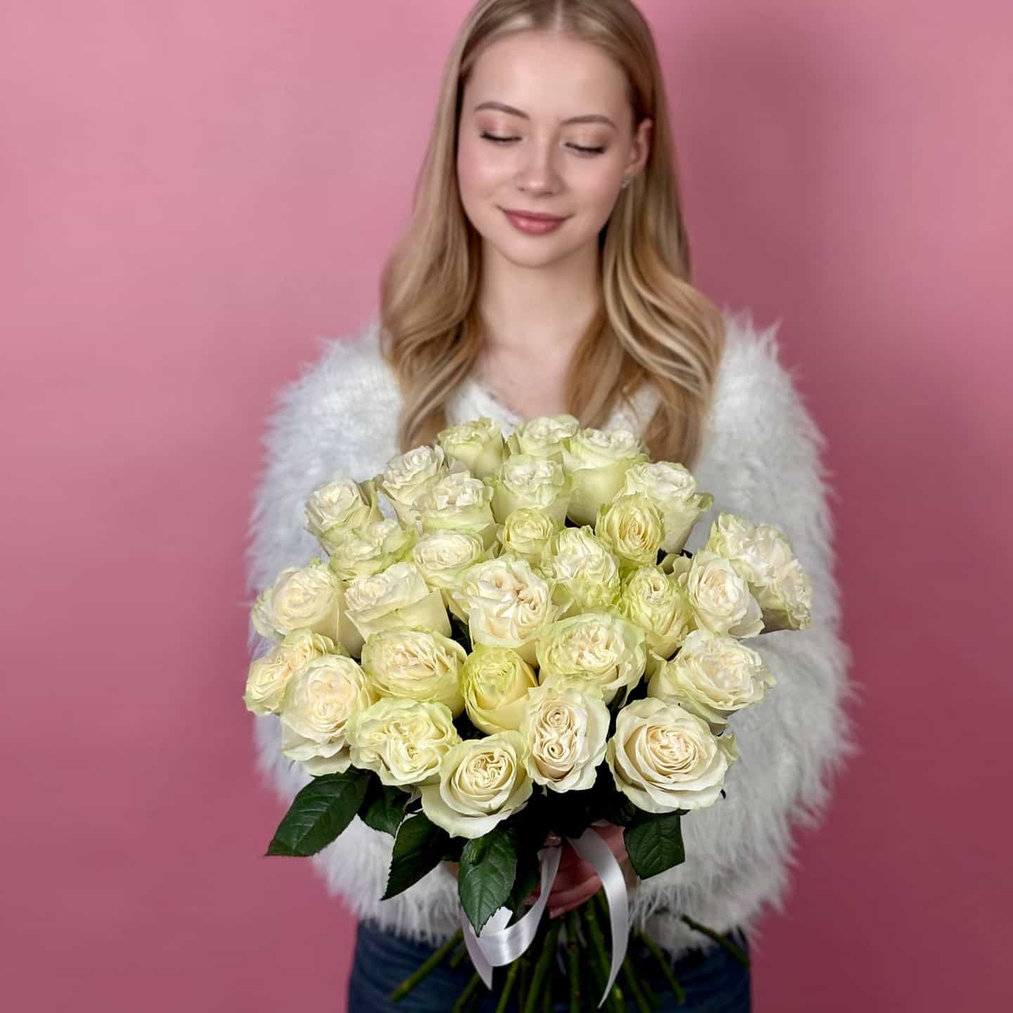 Белые розы, 29 шт.