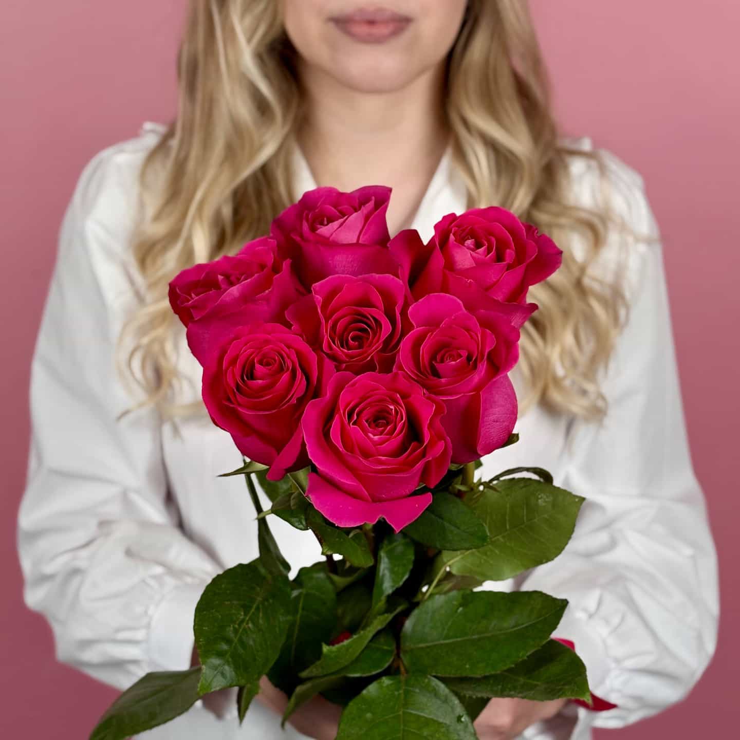 Розовые розы, 7 шт.