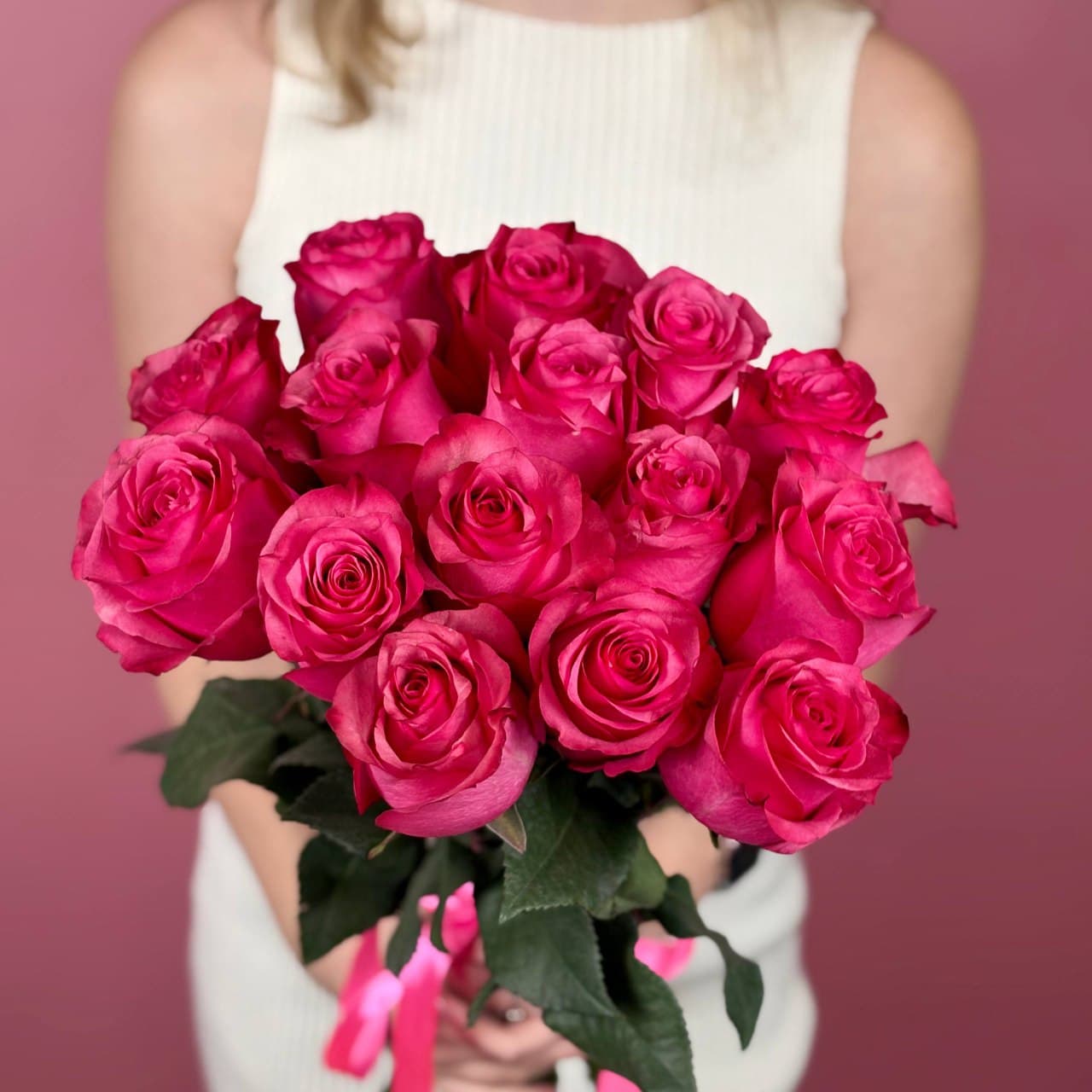 Розовые розы, 15 шт. — миниатюра 1