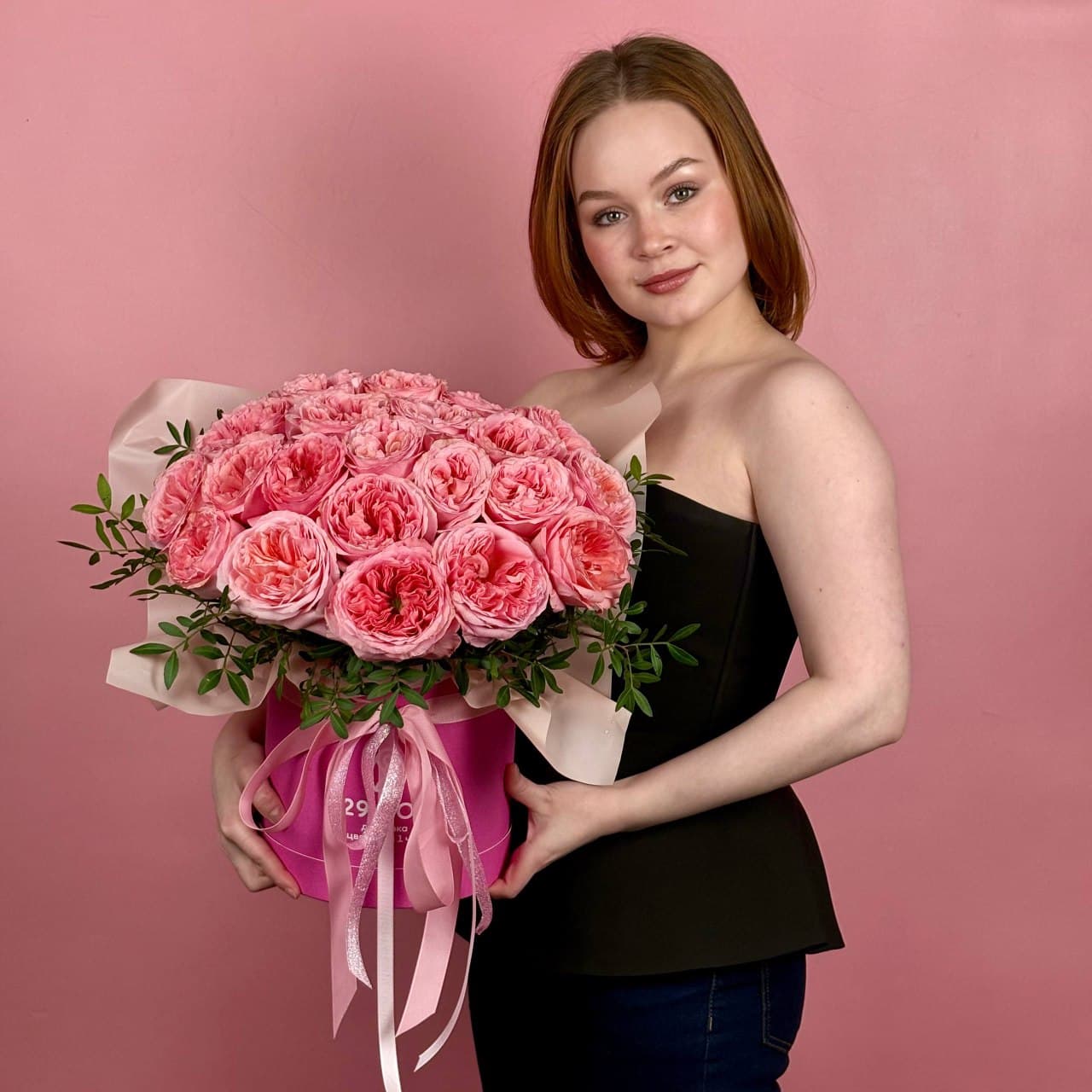 Пионовидные розы коробке, 25 шт. — миниатюра 1
