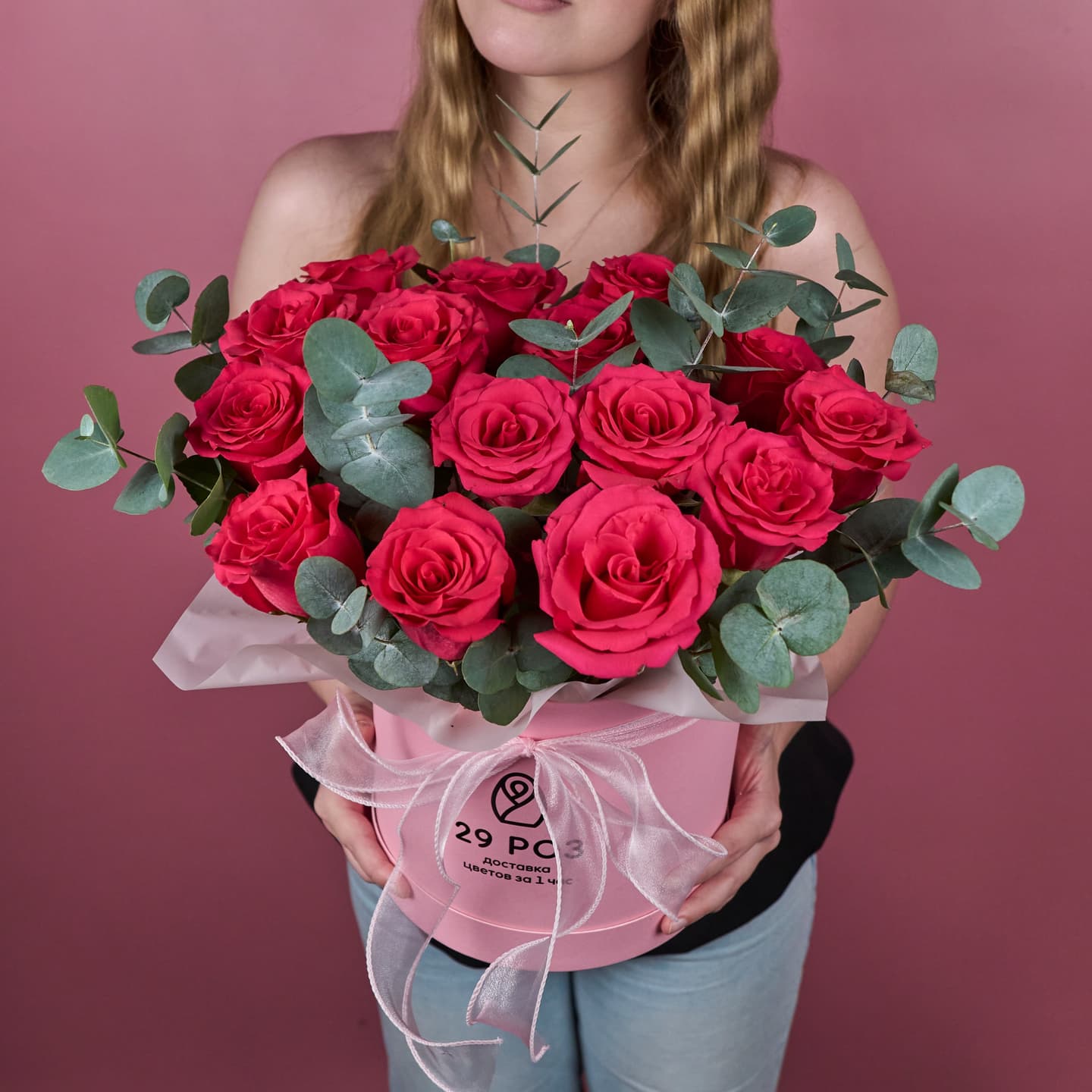 Композиция из роз в коробке, 15 шт. — миниатюра 3